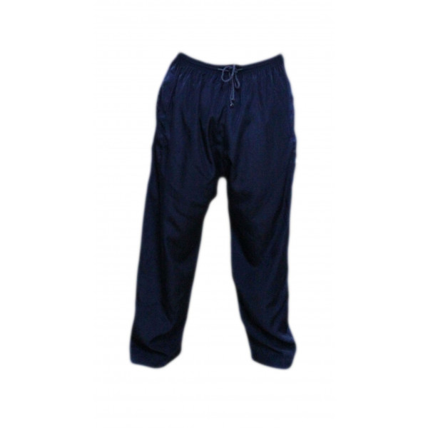 Qamis bleu foncé avec pantalon Afaq : bouton col et manches