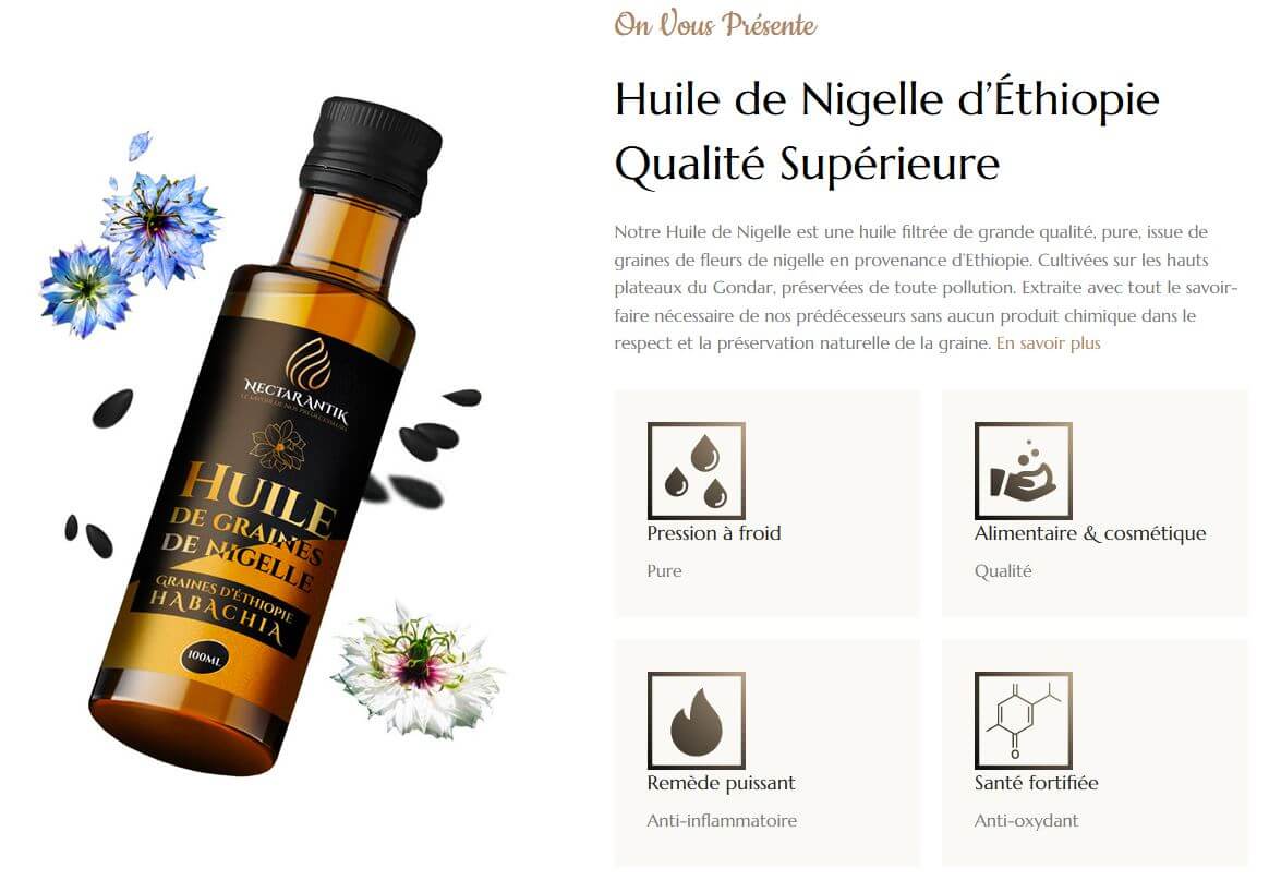 Huile de nigelle d’Égypte Bio - 50 mL (alimentaire & cosmétique)